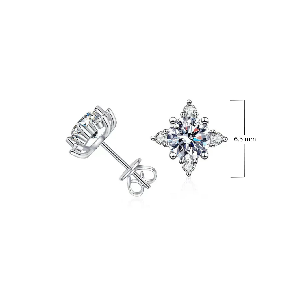 Aurelie flower earrings | White gold - Image 4