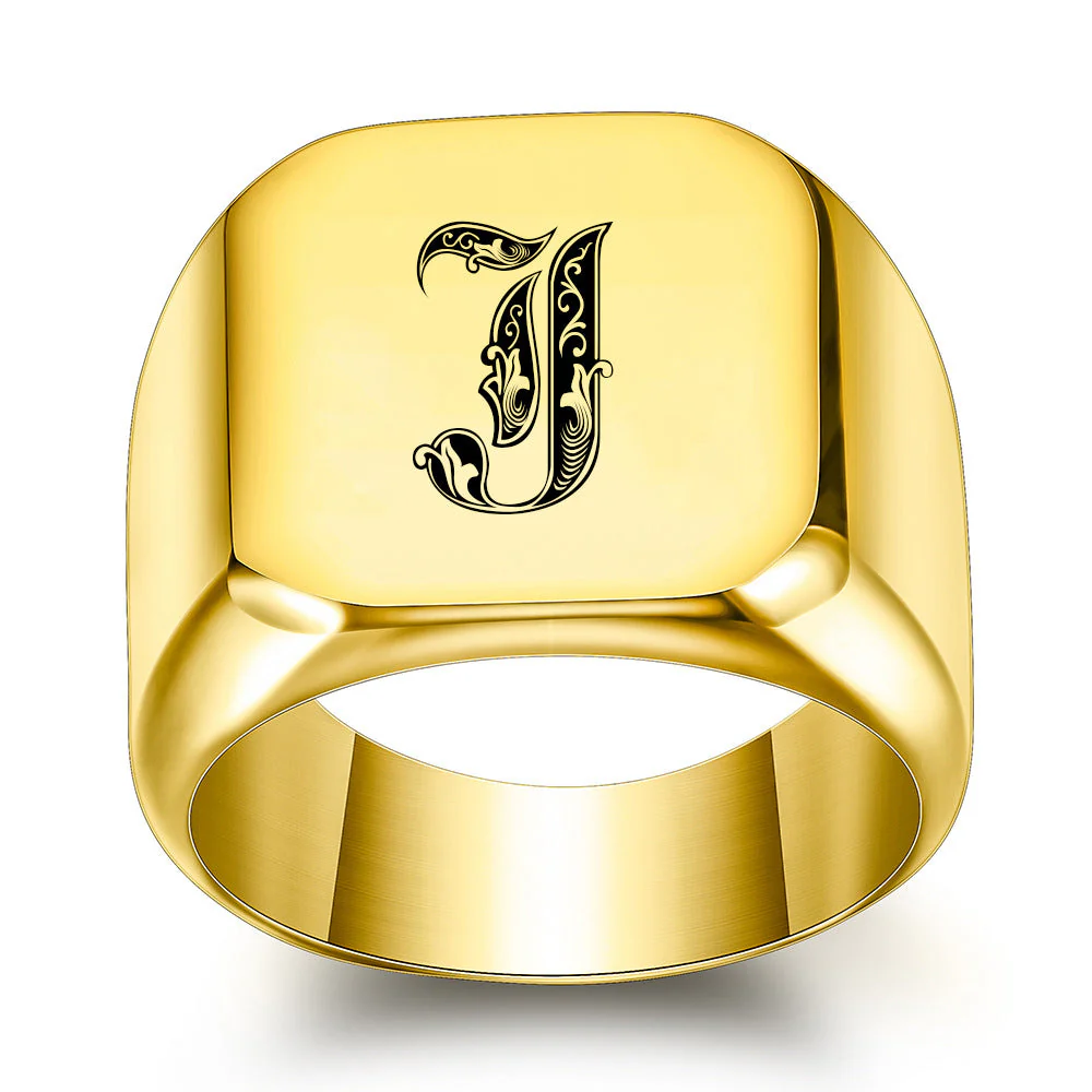 Classic Noble Initial Ring | Gold - Image 10