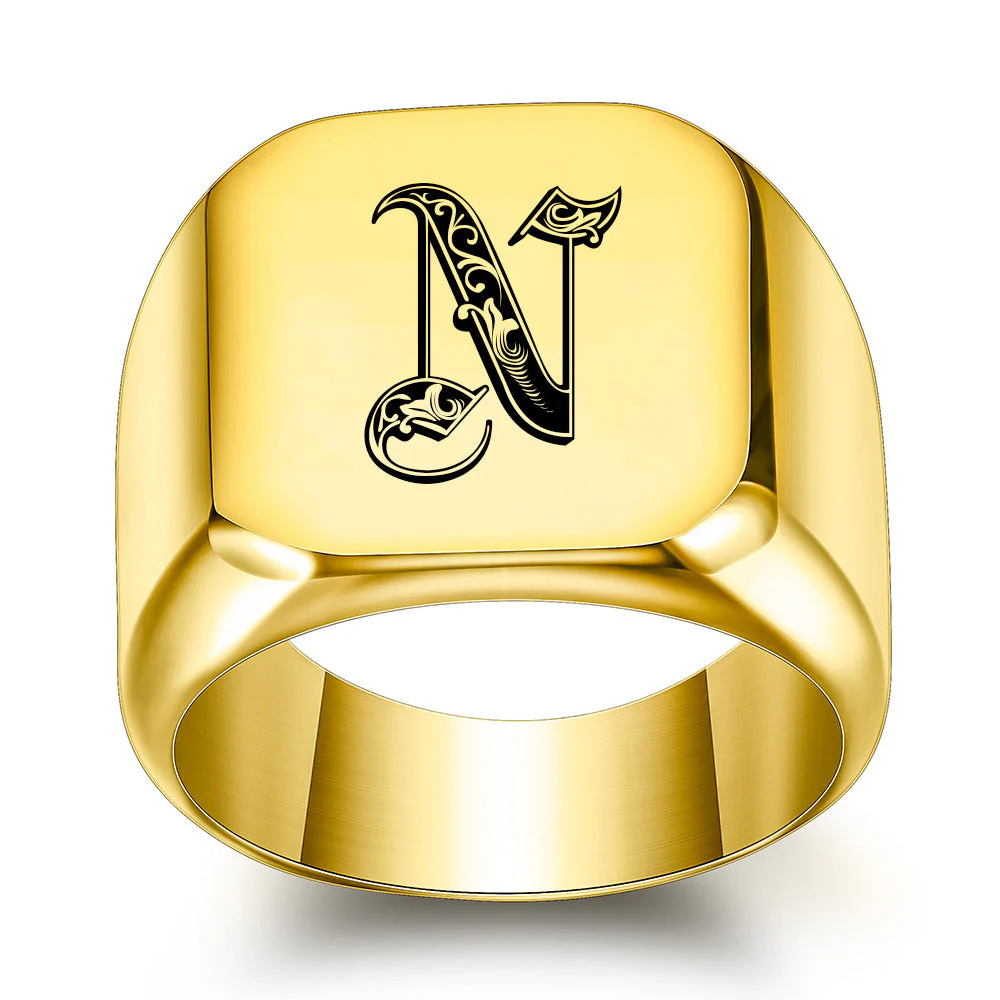 Classic Noble Initial Ring | Gold - Image 14