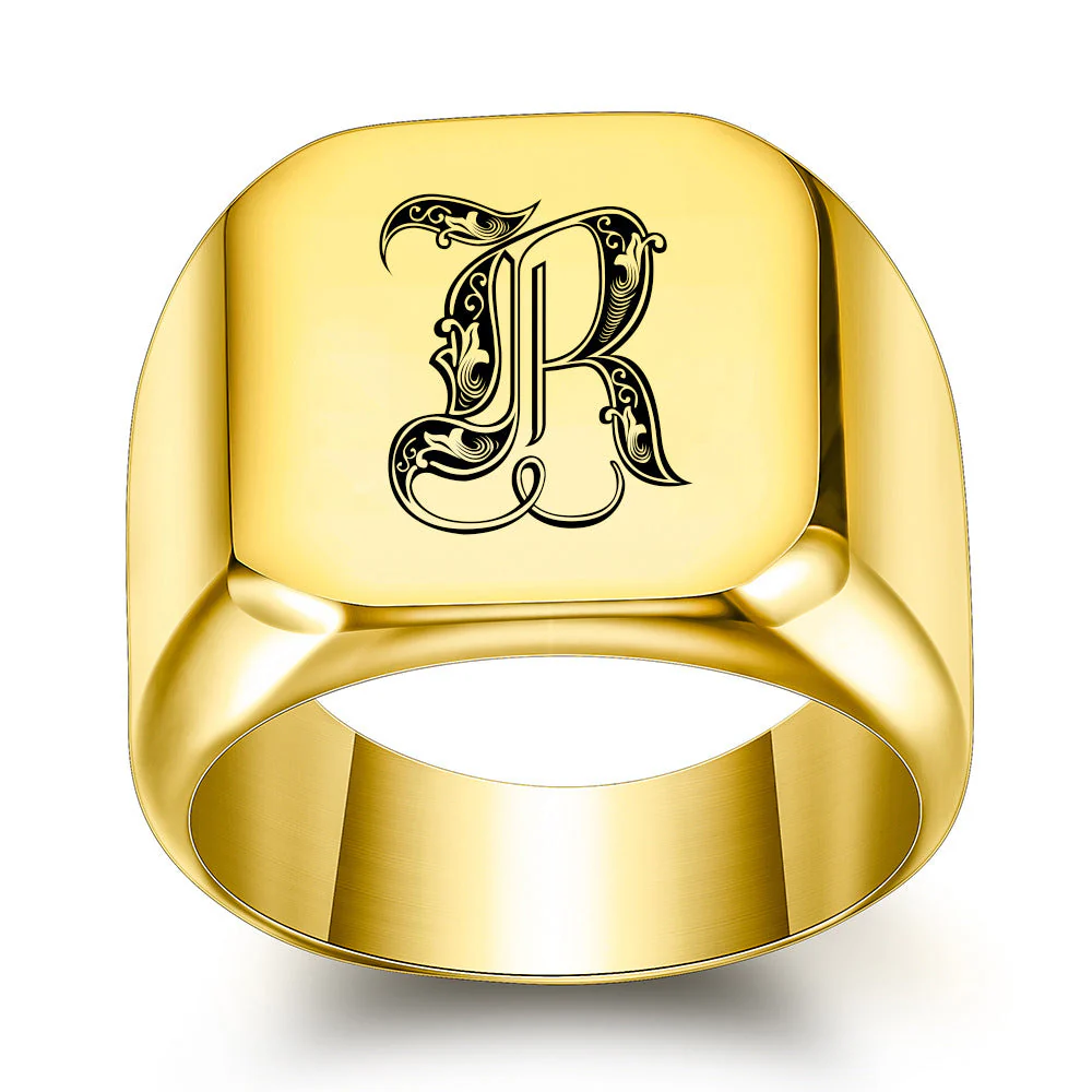 Classic Noble Initial Ring | Gold - Image 18