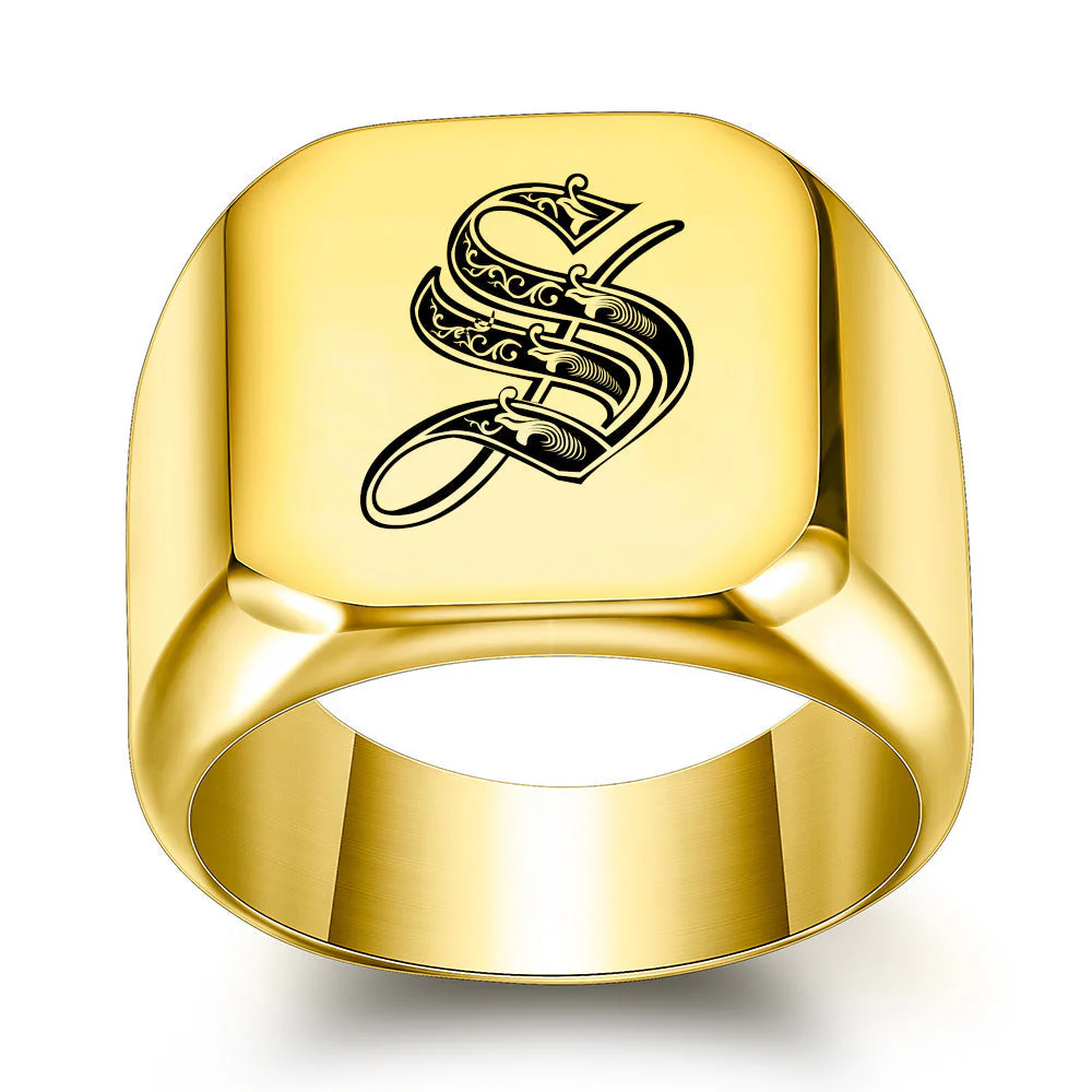 Classic Noble Initial Ring | Gold - Image 19