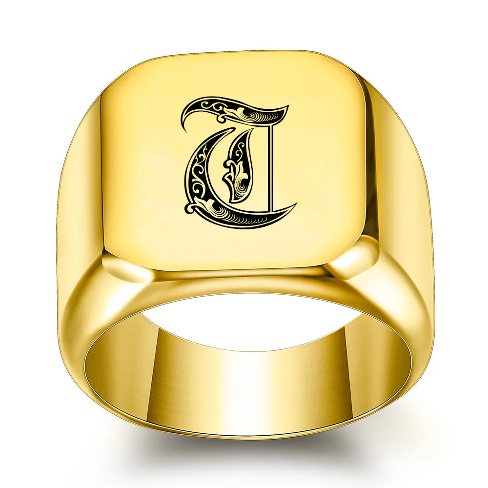 Classic Noble Initial Ring | Gold - Image 20