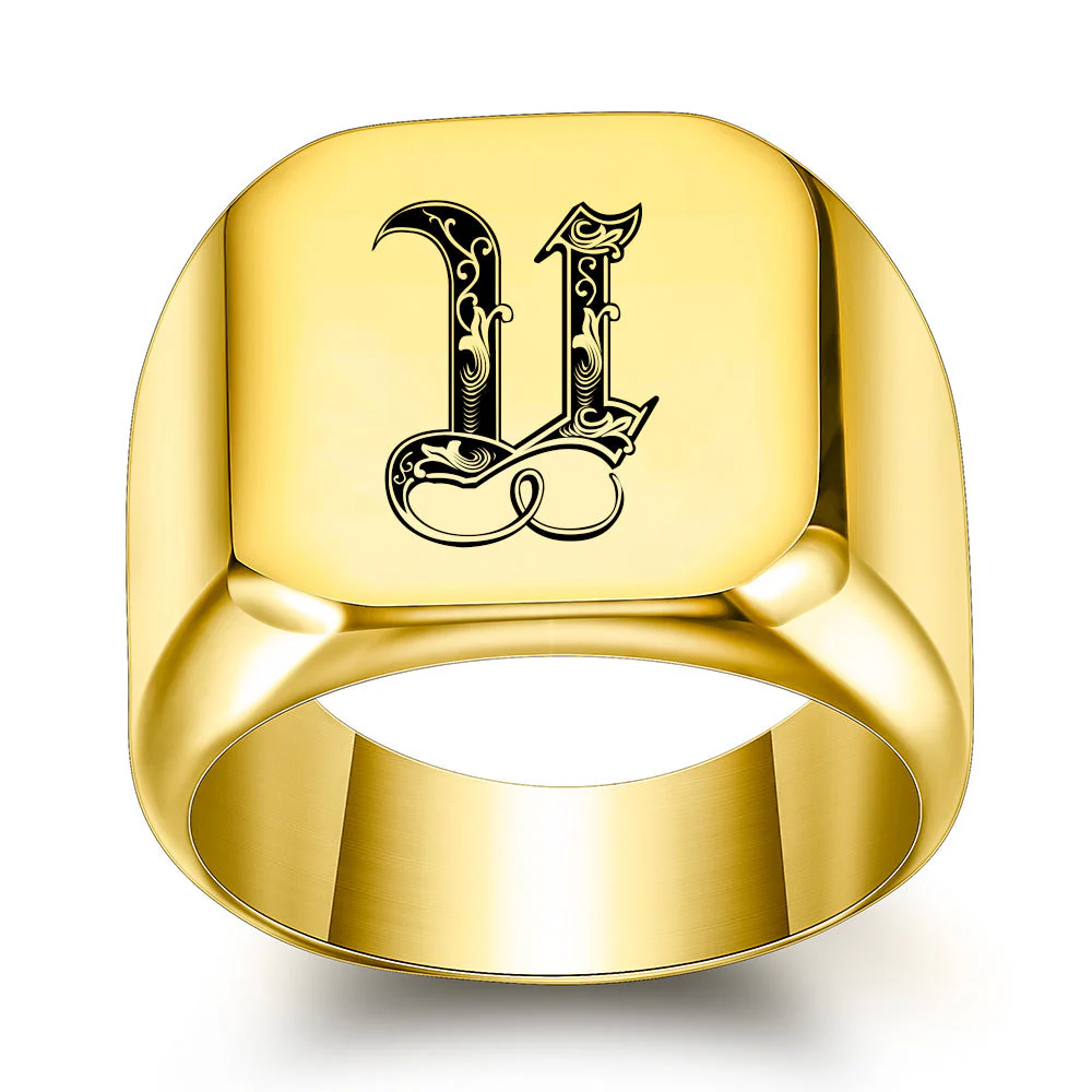 Classic Noble Initial Ring | Gold - Image 21