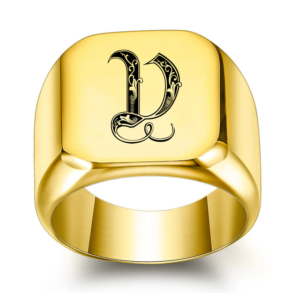 Classic Noble Initial Ring | Gold - Image 22