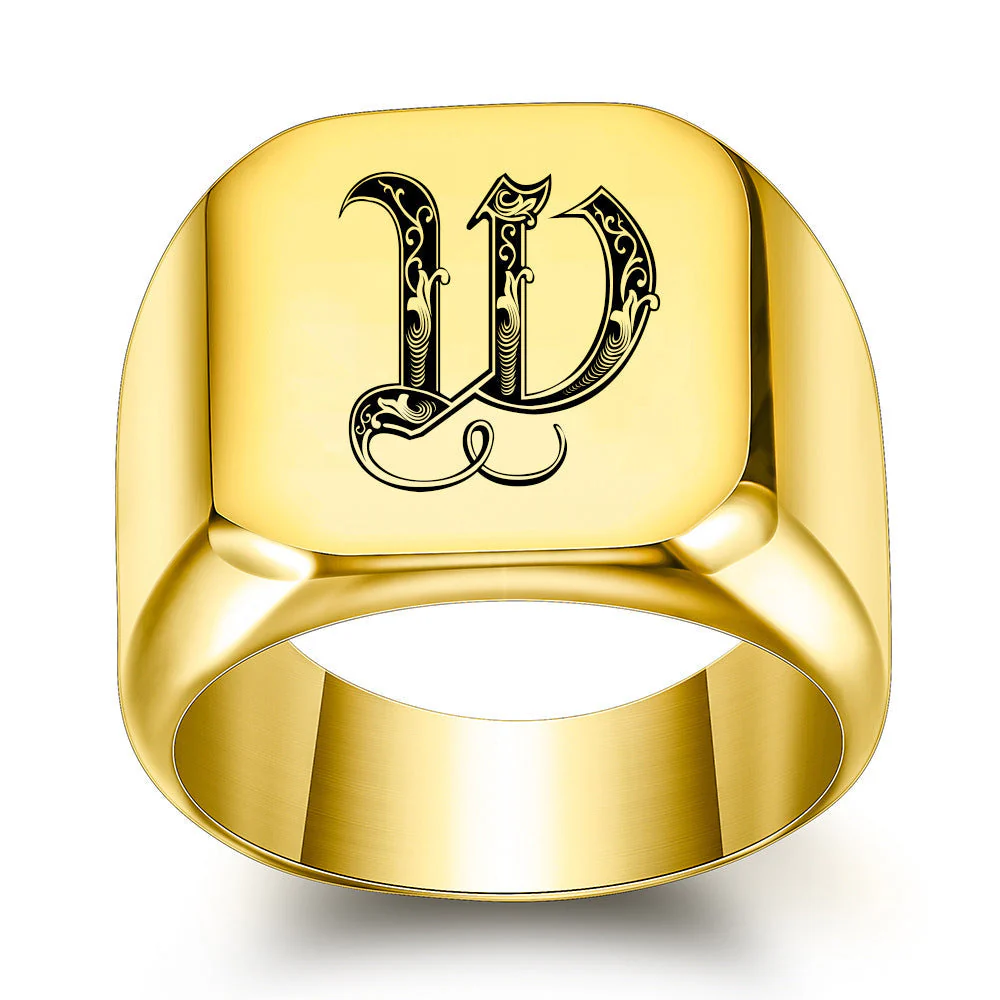 Classic Noble Initial Ring | Gold - Image 23