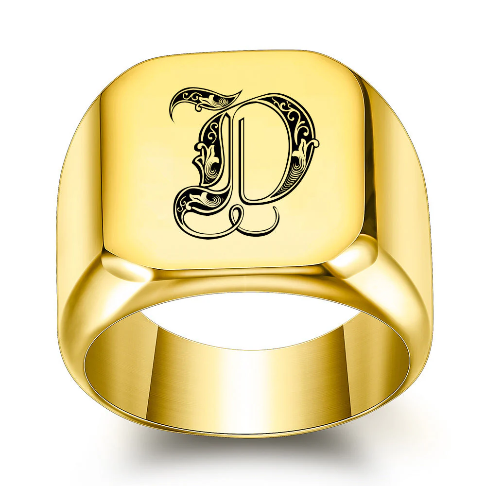 Classic Noble Initial Ring | Gold - Image 4