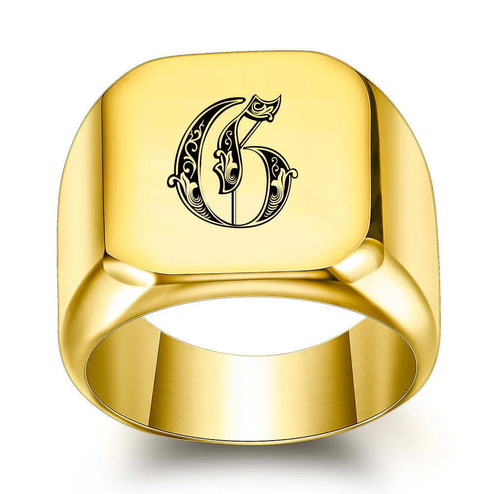 Classic Noble Initial Ring | Gold - Image 7