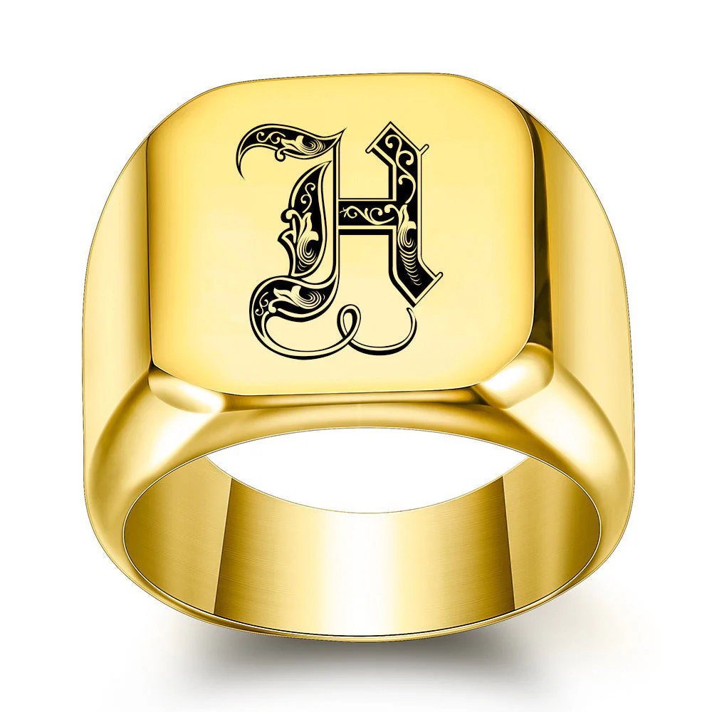 Classic Noble Initial Ring | Gold - Image 8