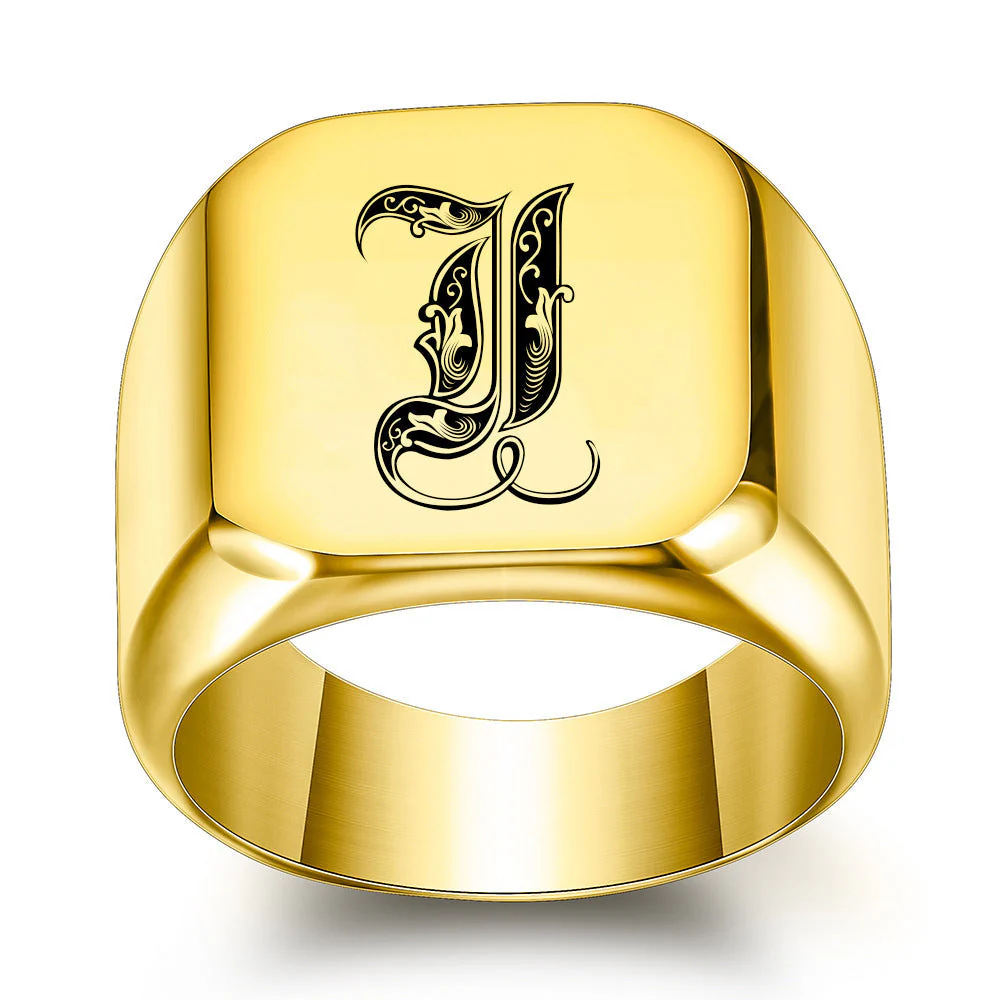 Classic Noble Initial Ring | Gold - Image 9