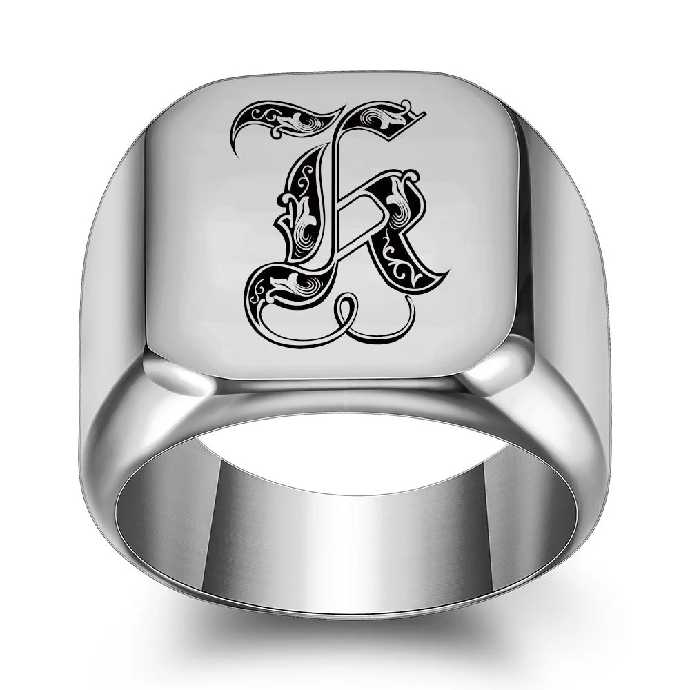 Classic Noble Initial Ring | White Gold - Image 11