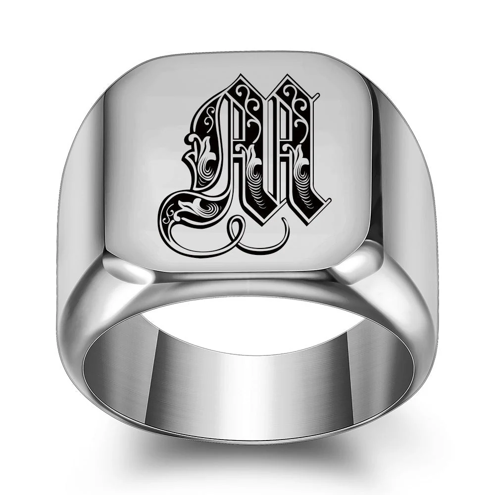 Classic Noble Initial Ring | White Gold - Image 13