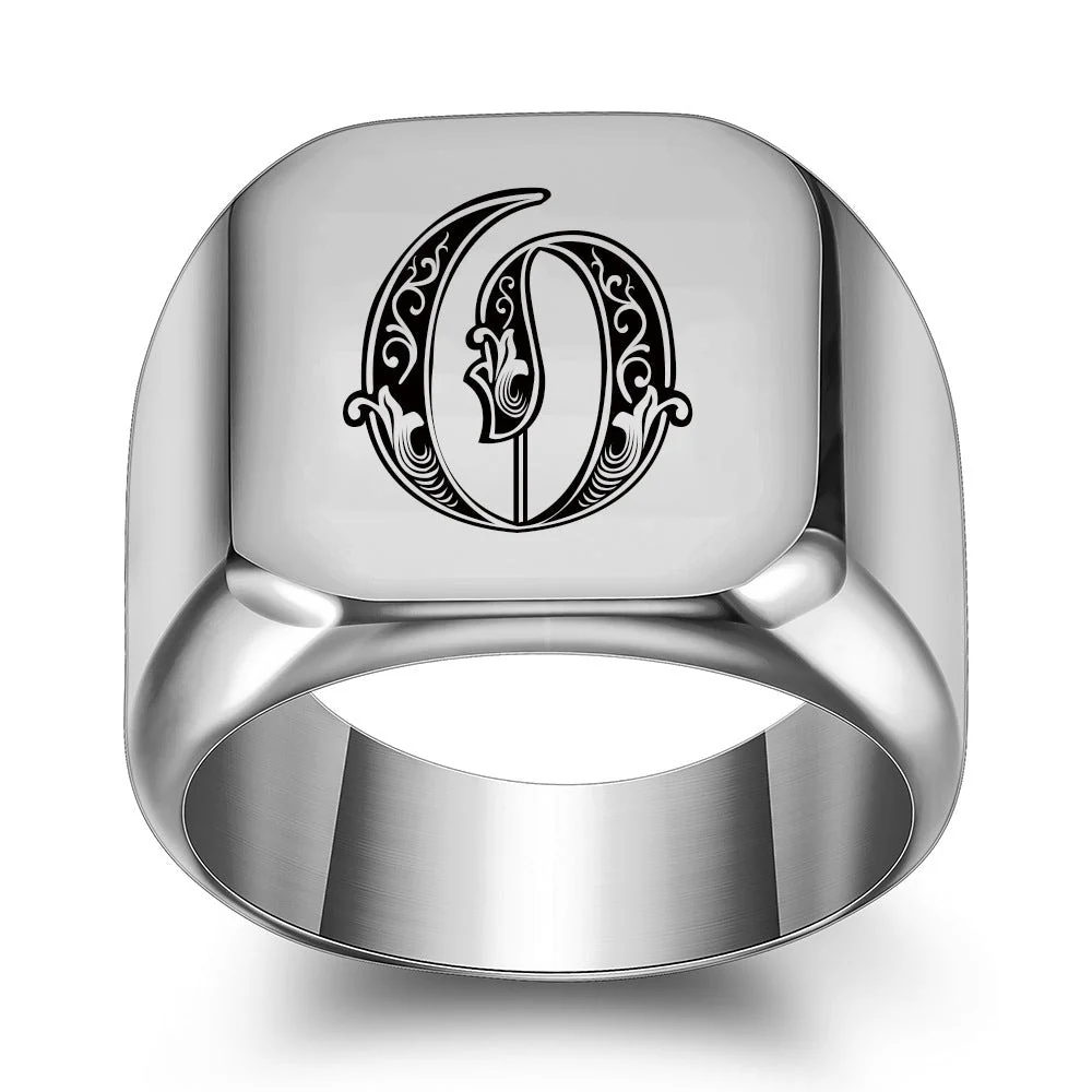 Classic Noble Initial Ring | White Gold - Image 15