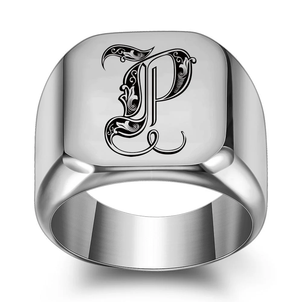 Classic Noble Initial Ring | White Gold - Image 16