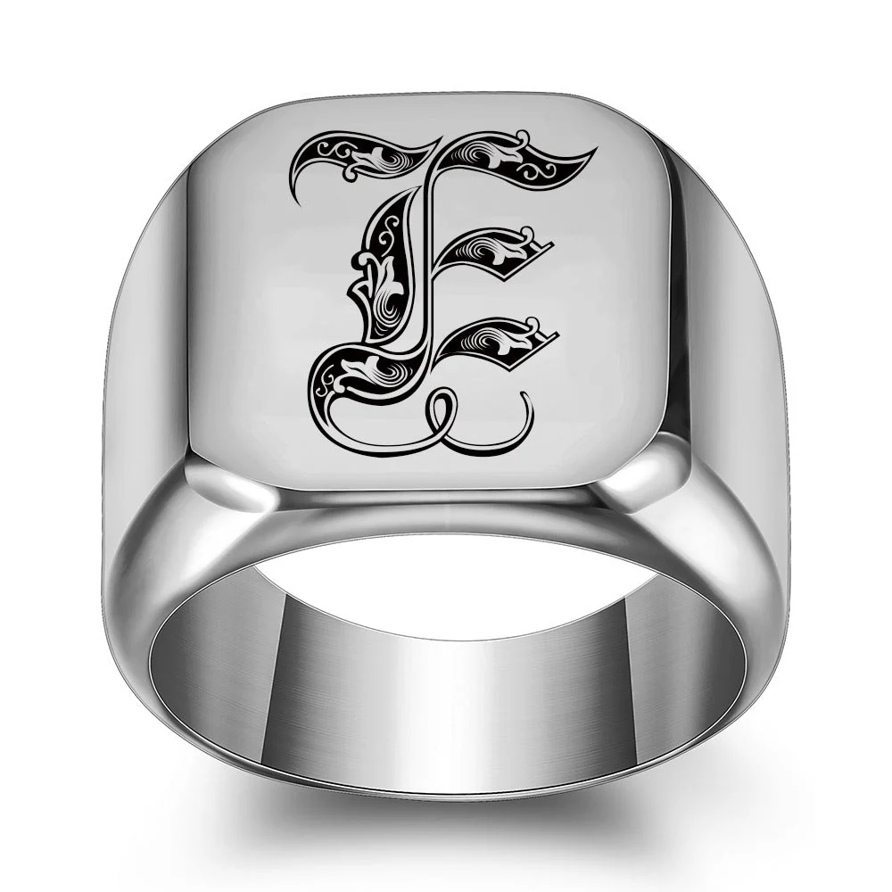 Classic Noble Initial Ring | White Gold - Image 5