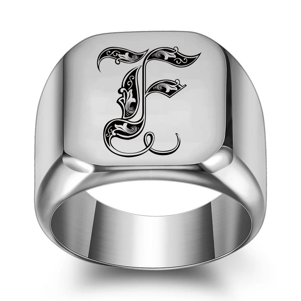Classic Noble Initial Ring | White Gold - Image 6