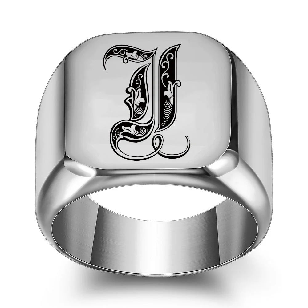 Classic Noble Initial Ring | White Gold - Image 9