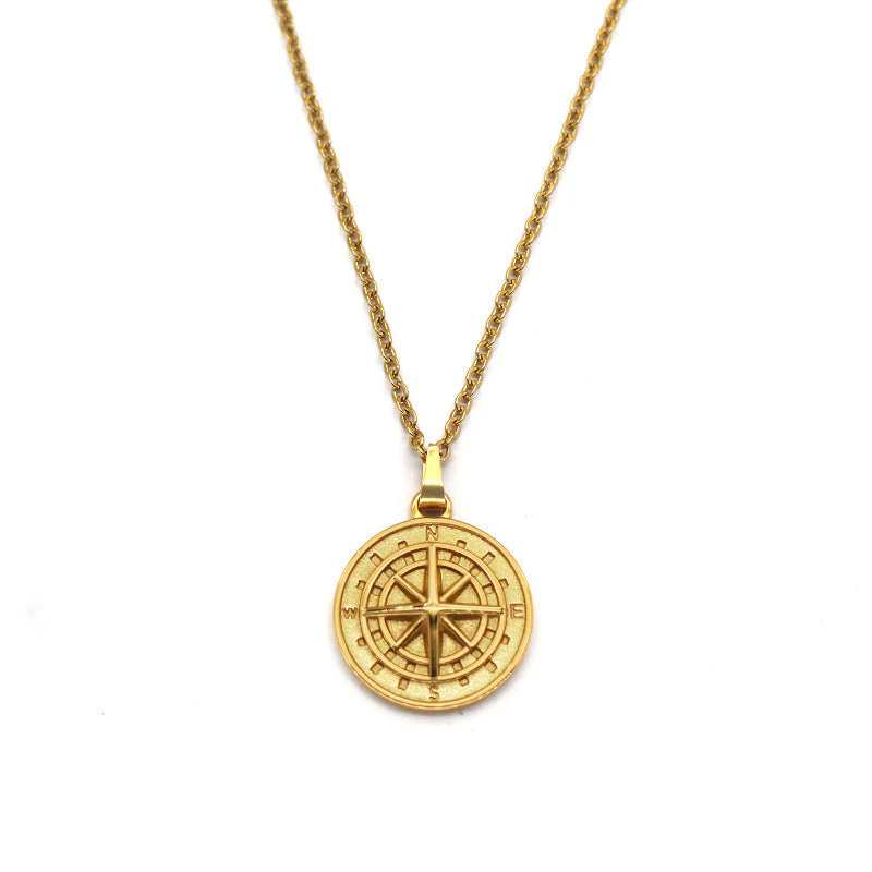 Compass Pendant Necklace | White Gold - Image 2