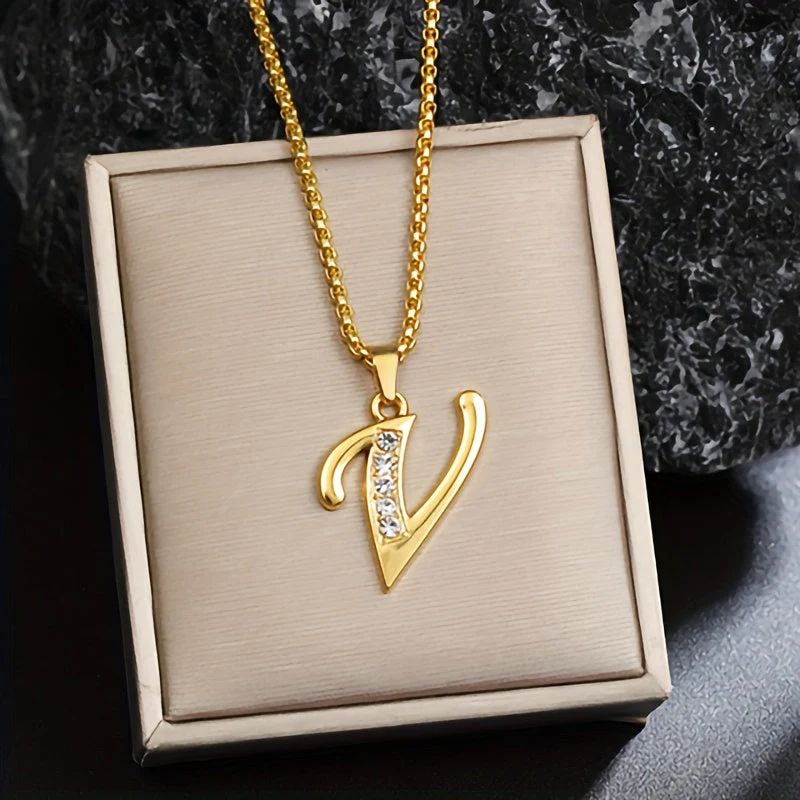 Crystal Accent Initial Necklace | Gold - Image 22