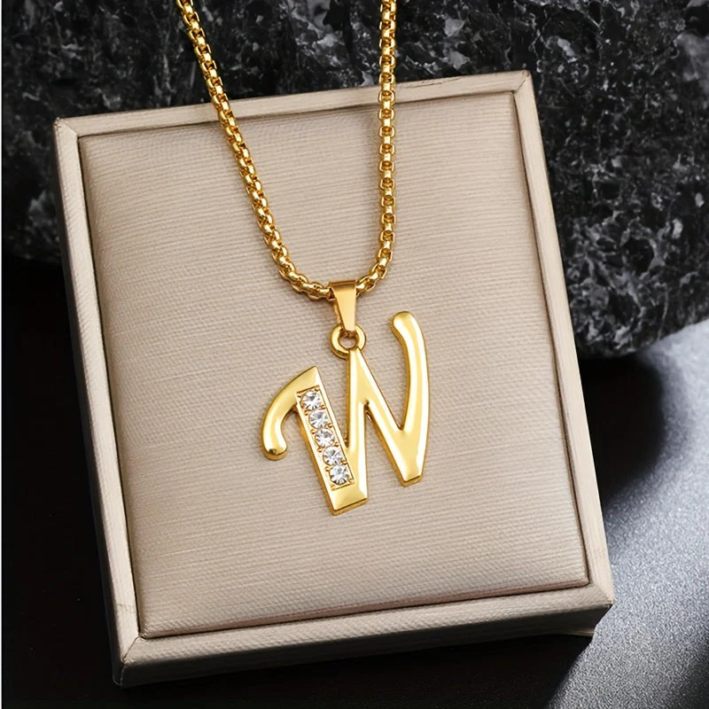 Crystal Accent Initial Necklace | Gold - Image 23