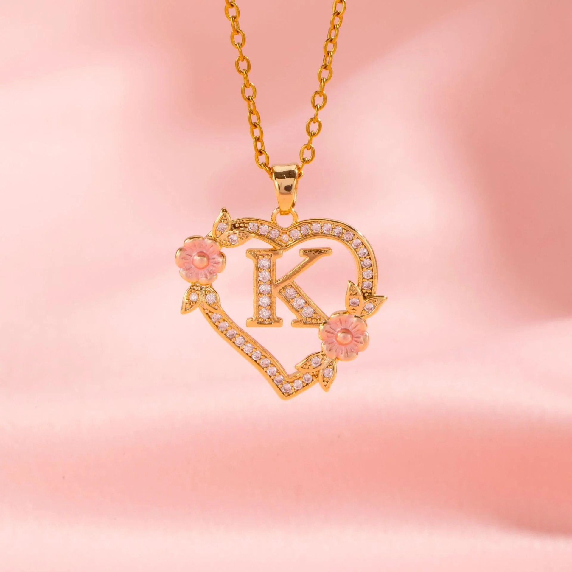 Floral Charm Initial Necklace | Gold - Image 10