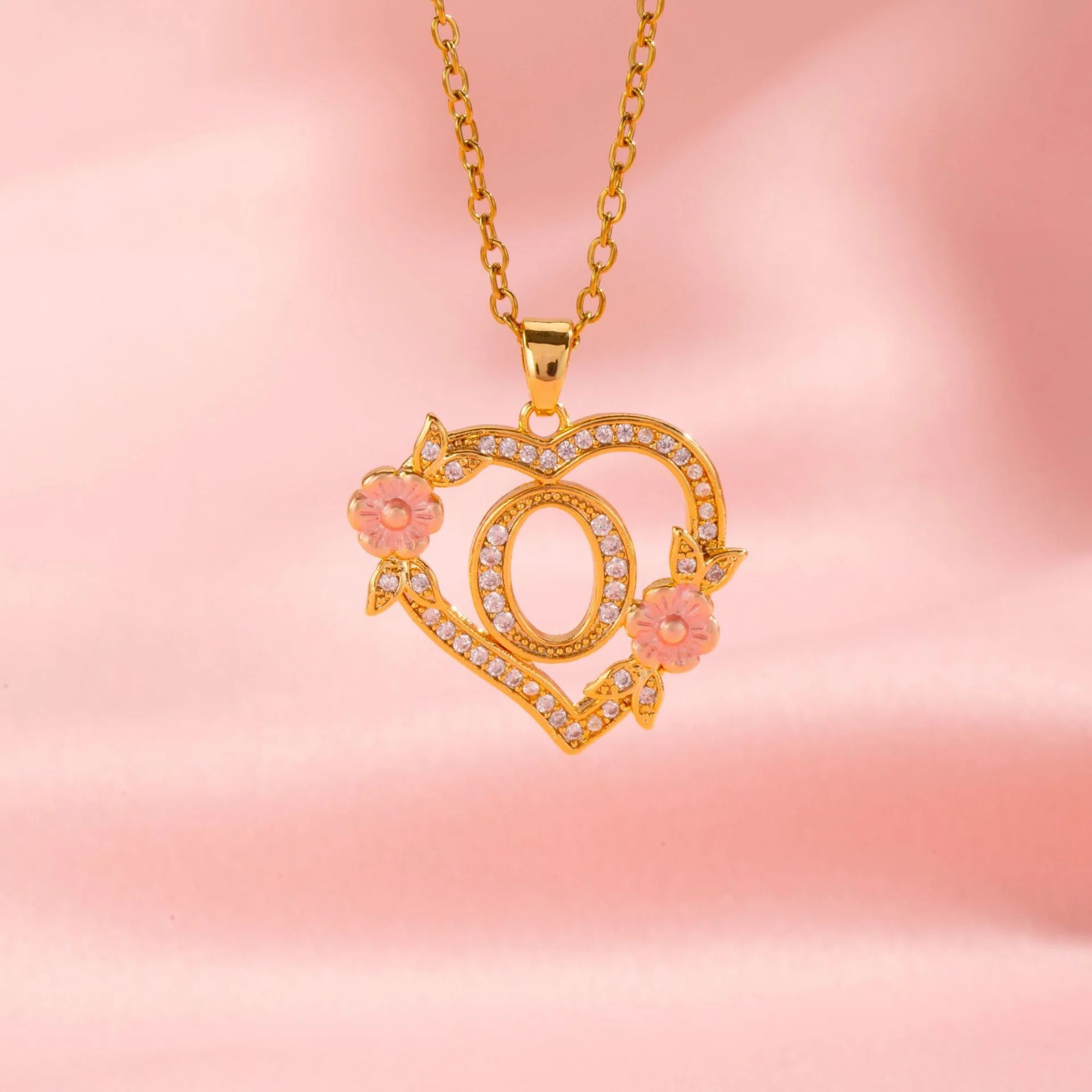 Floral Charm Initial Necklace | Gold - Image 14