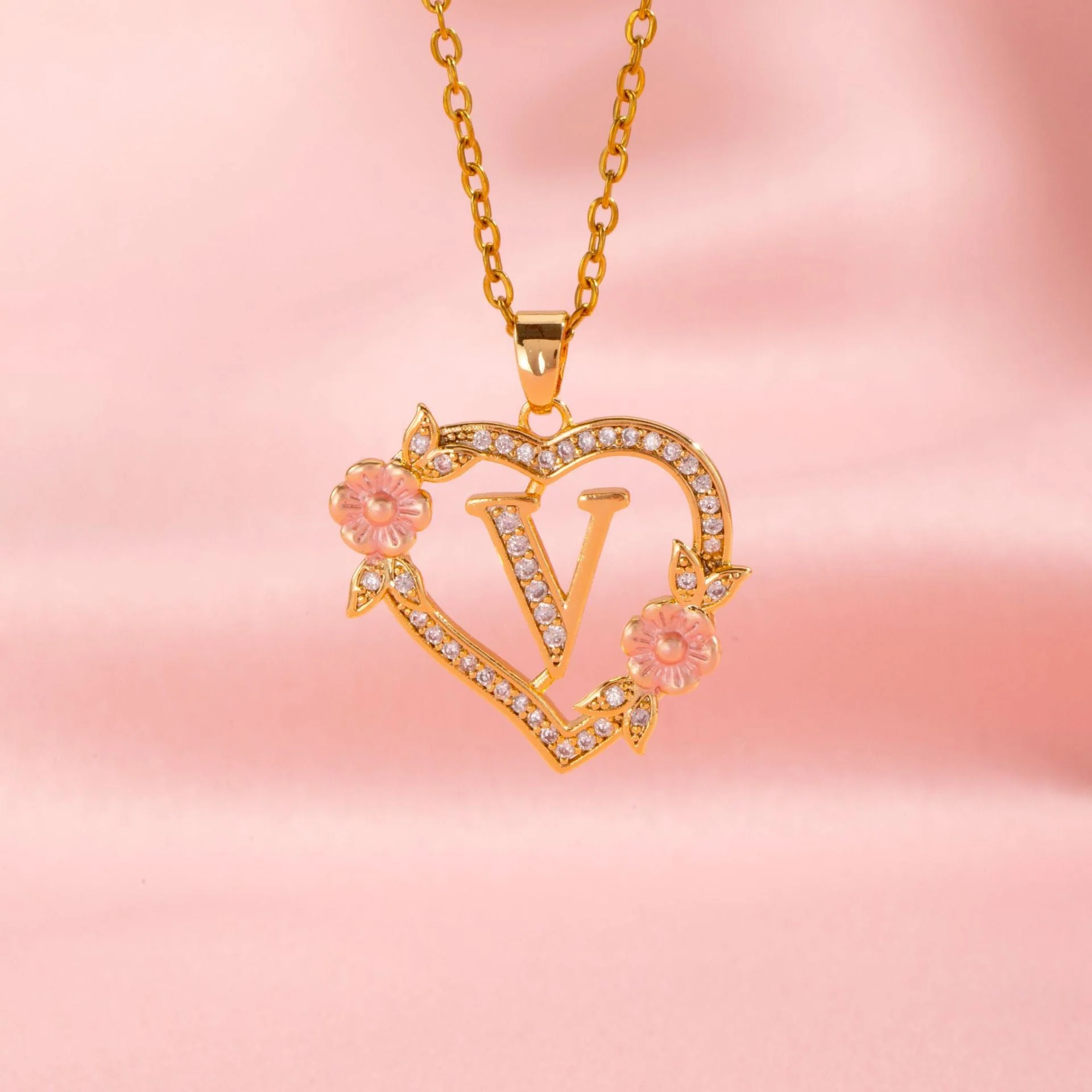 Floral Charm Initial Necklace | Gold - Image 20