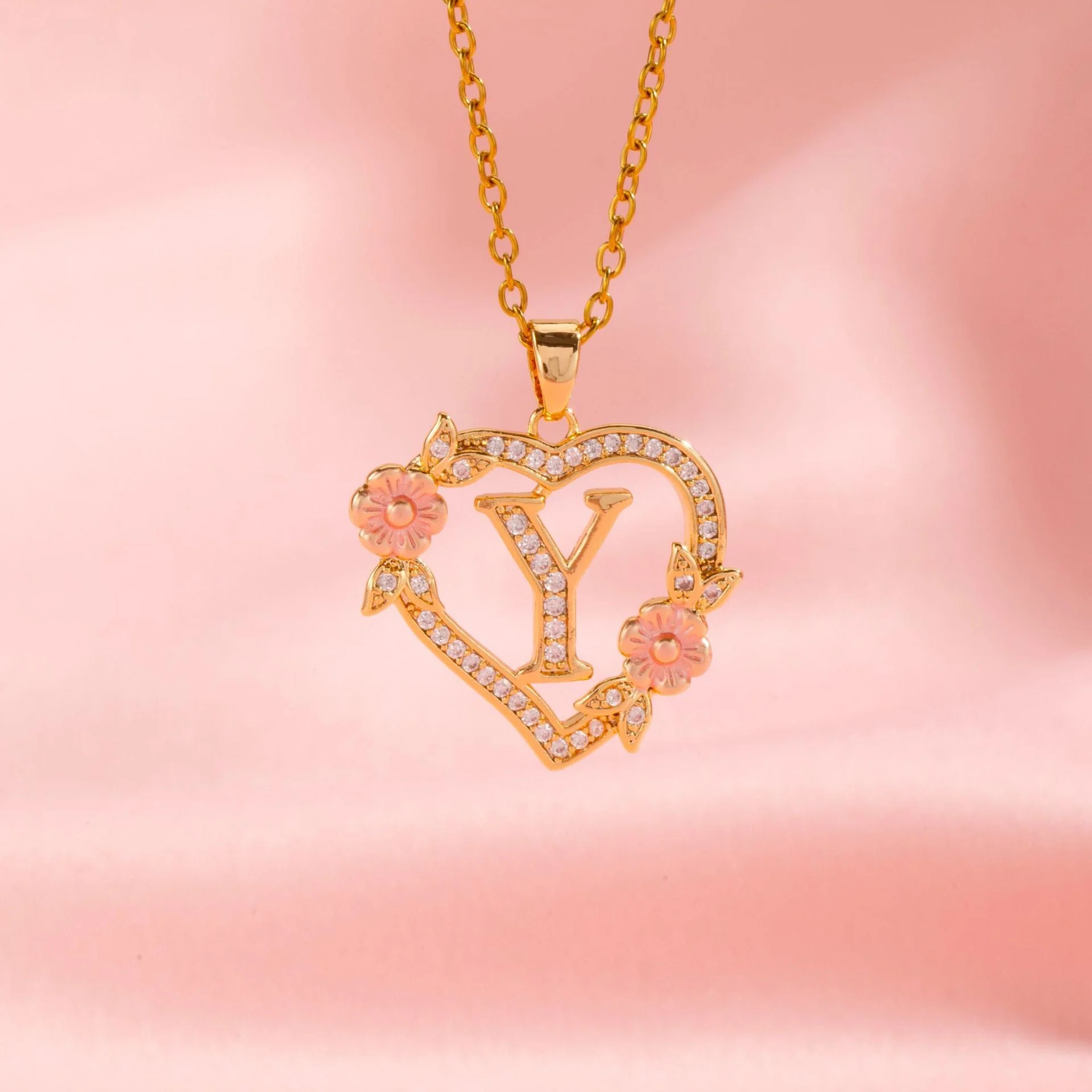 Floral Charm Initial Necklace | Gold - Image 23