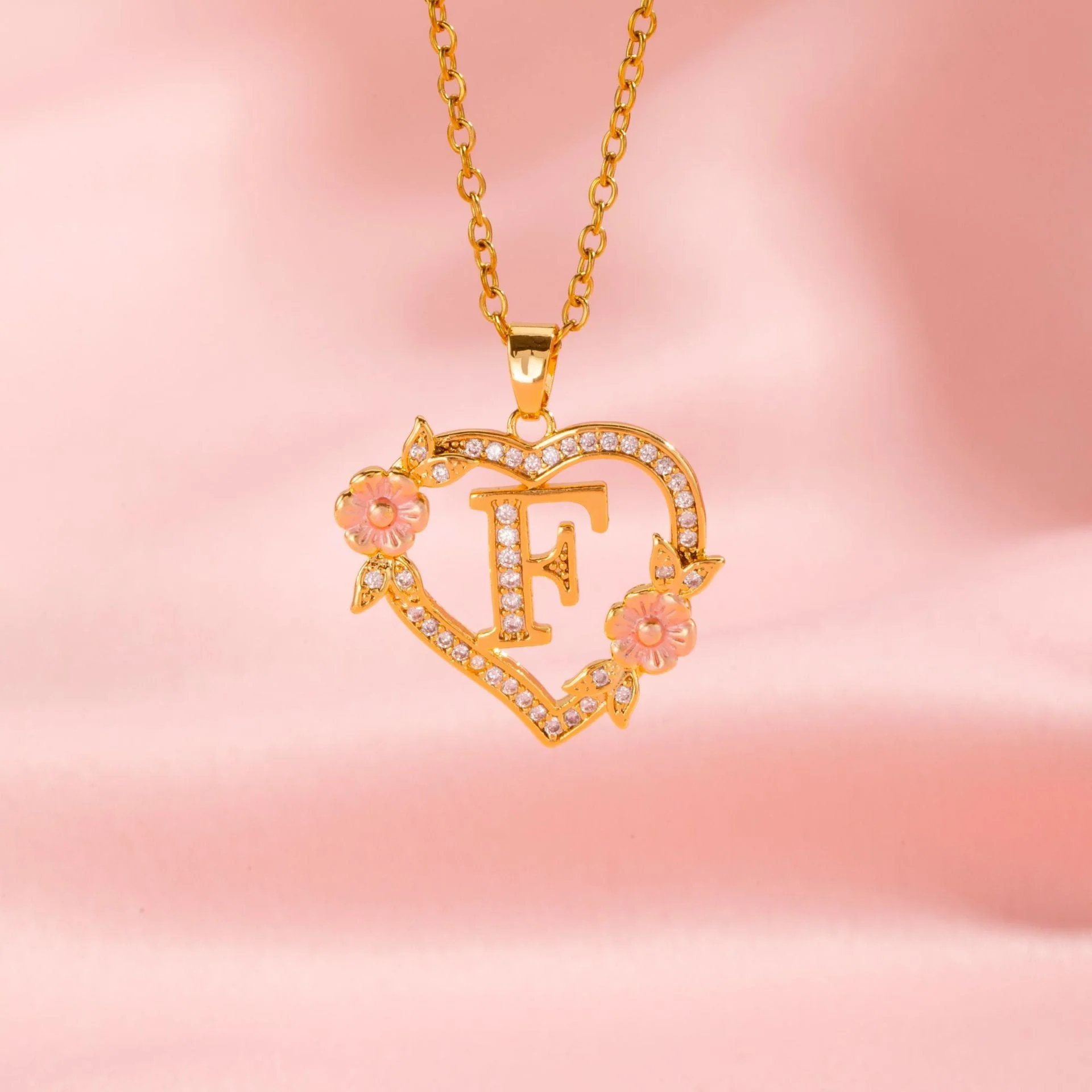 Floral Charm Initial Necklace | Gold - Image 6
